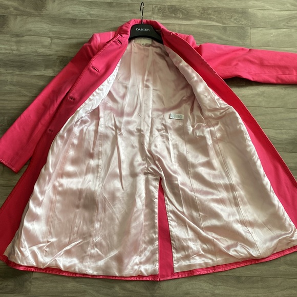 Banana Republic Hot Pink Trench Coat size Medium - Picture 8 of 14